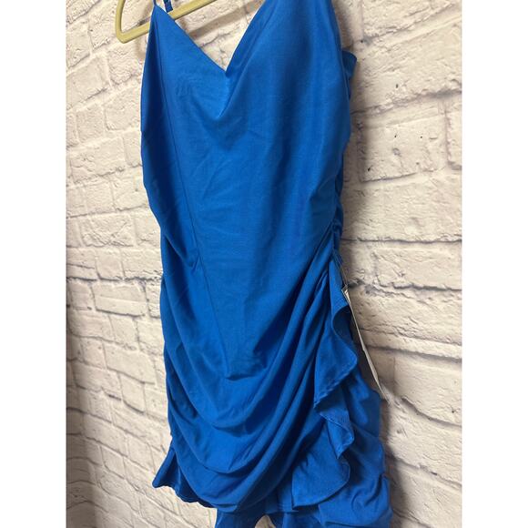 B Darlin Royal Blue Formal Mini Bodycon Party Hoco Dress Ruched SZ XL NEW w/tags - Picture 2 of 4